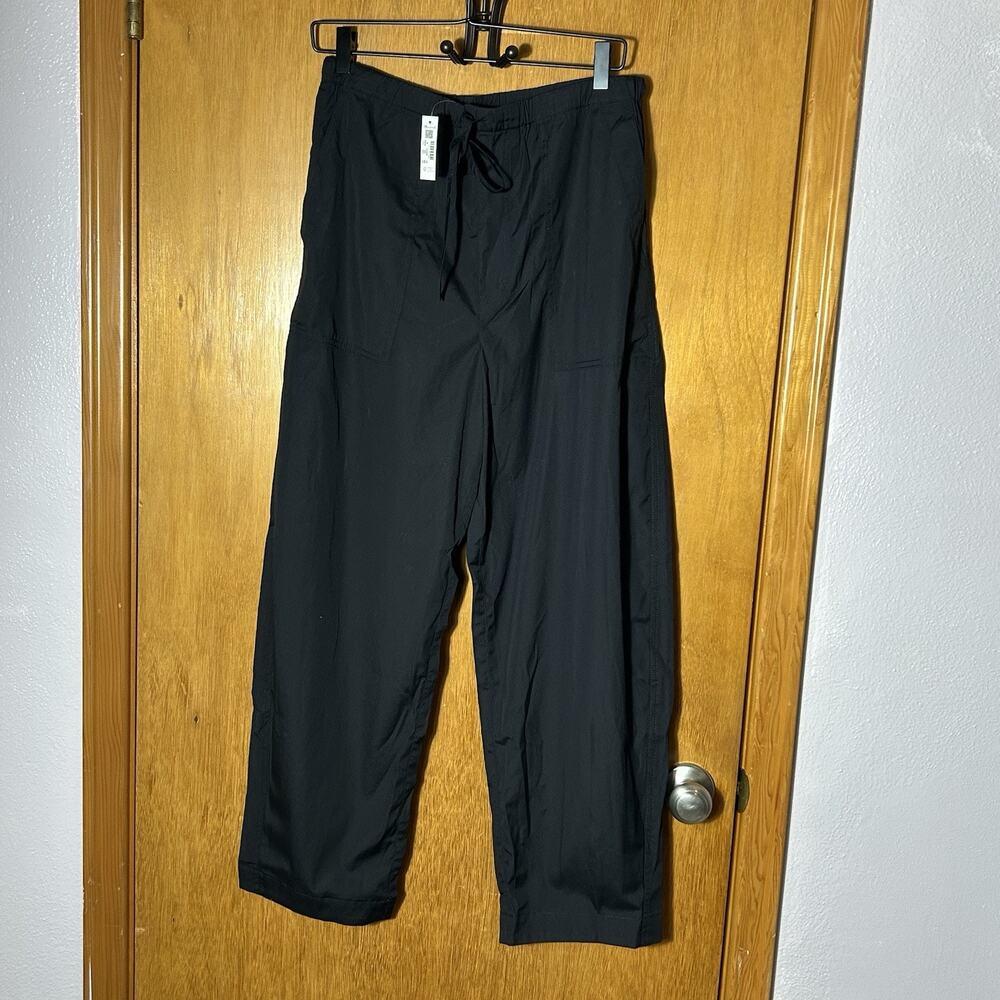Madewell Barrel Leg Utility Pants Poplin Cotton Jet Black Size Medium NEW